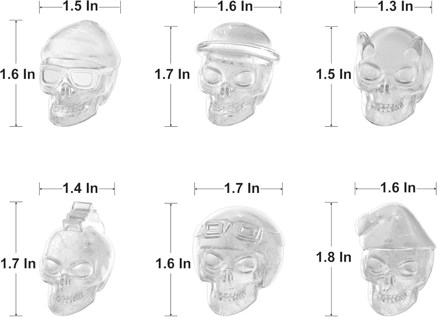 Skull Silicone Molds, 3D Skull Molds, 6 Style Large Silicone Molds for Resin, Ic