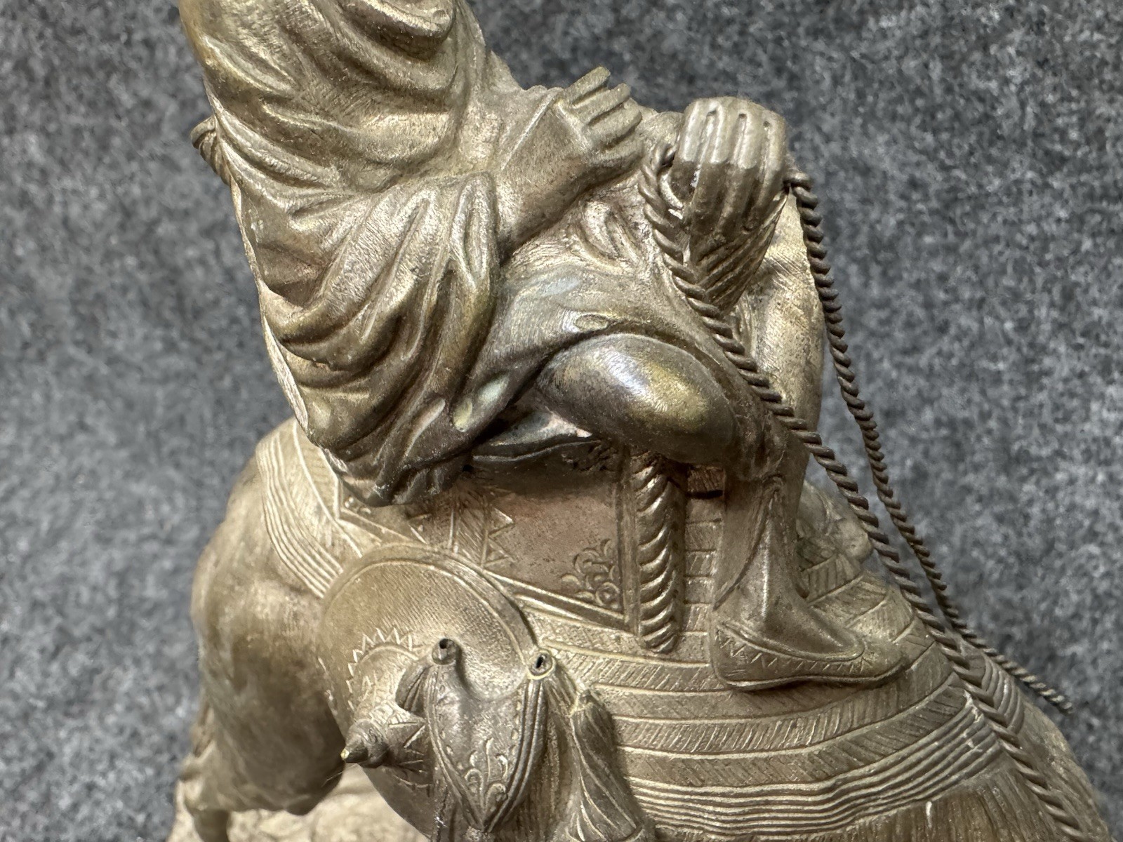 AGATHON LEONARD Antique Bronze Sculpture ~ Arab on Camel Art Signed Rider A 10”