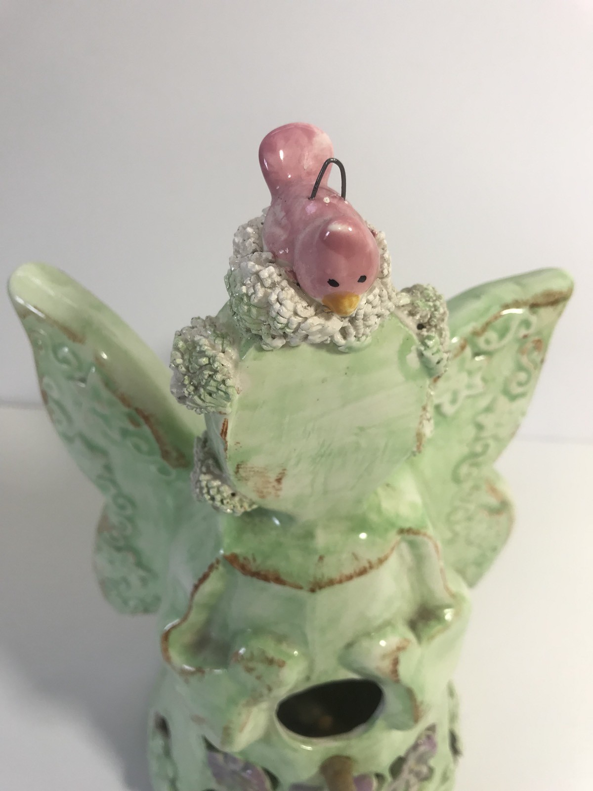 Midwestern Home WHIMSICAL GARDEN ANGEL BIRDHOUSE 10" TALL Ceramic Hanging