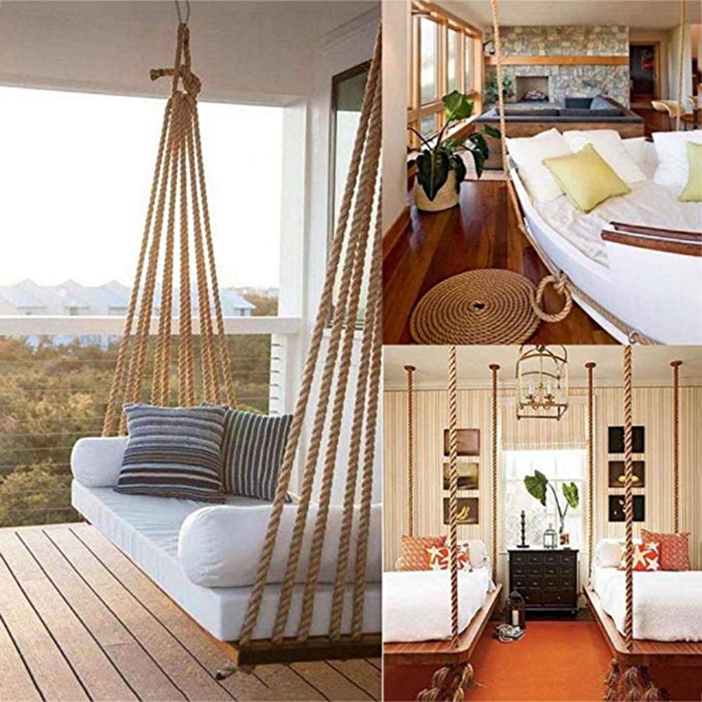 Natural Thick Hemp Rope Twisted Strong Jute Rope 4-Strand Burlap Rope for Craft