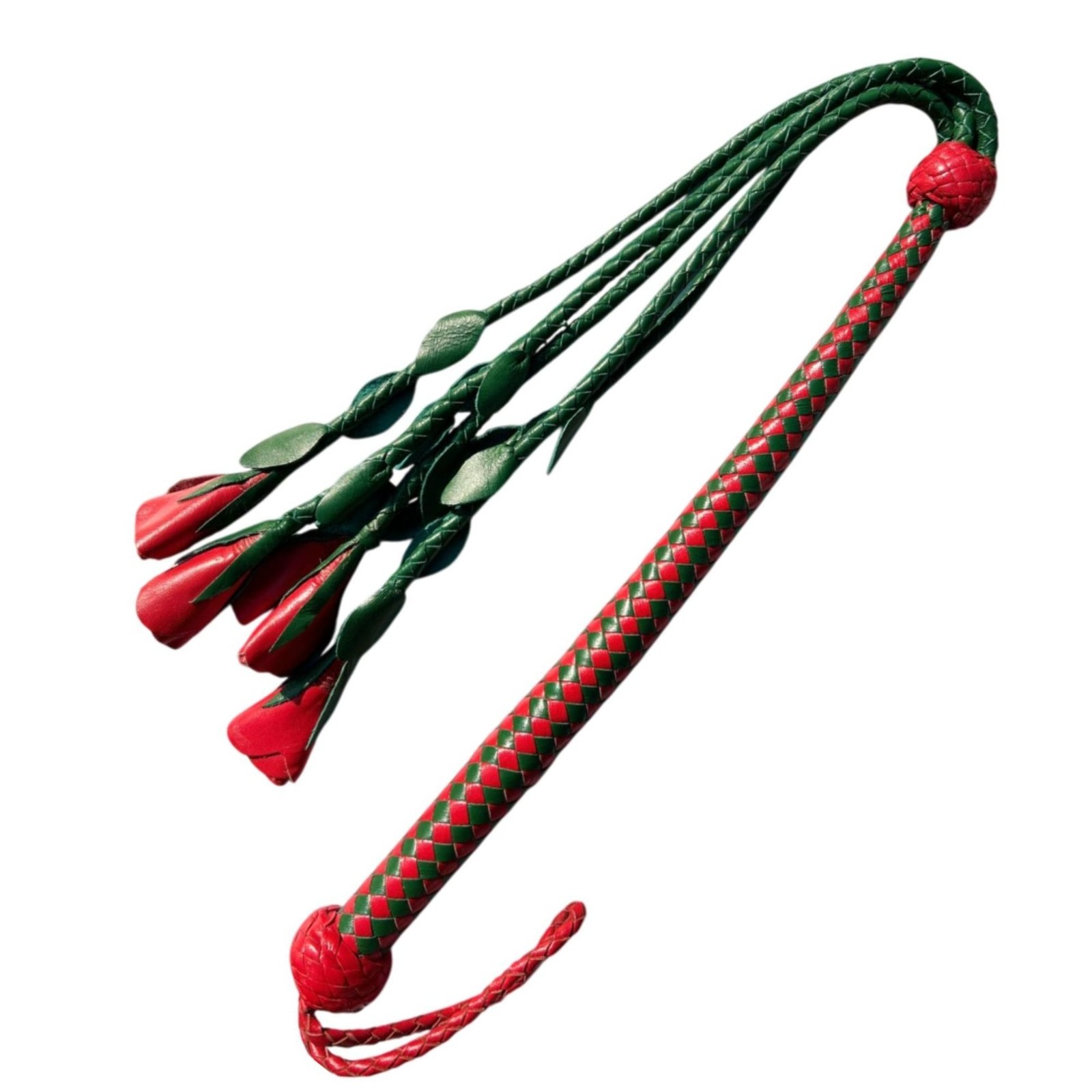 Genuine Cowhide Leather Flogger Whip 05 Falls BDSM Roleplay Adult Toy Handle