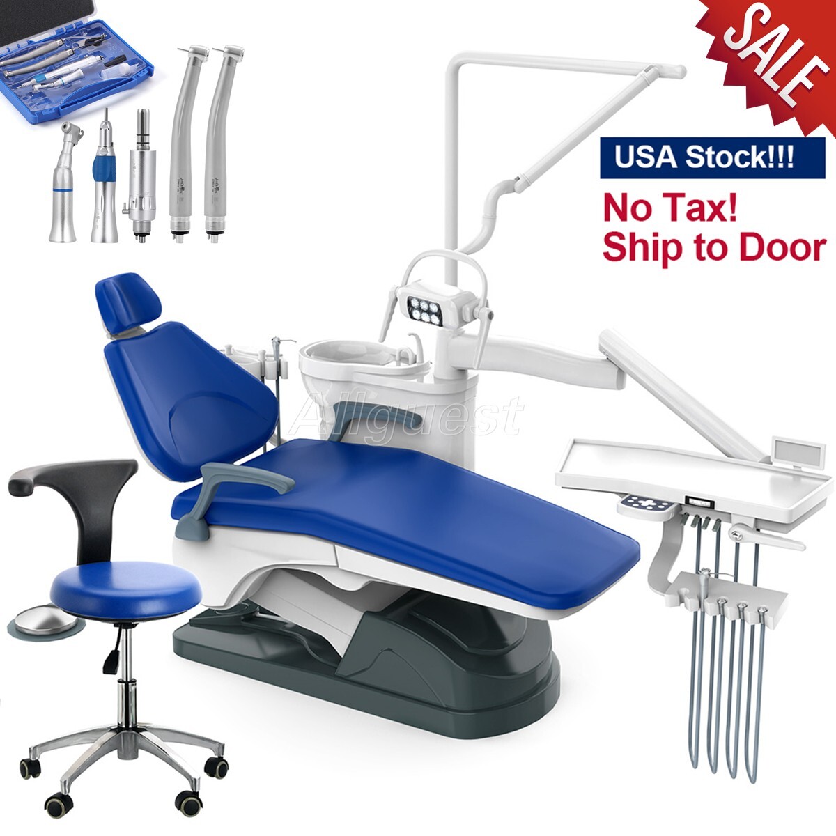 Unidad de Silla Dental Sillon Motor DC Cuero Duro PU/Kit de Pieza de Mano USA