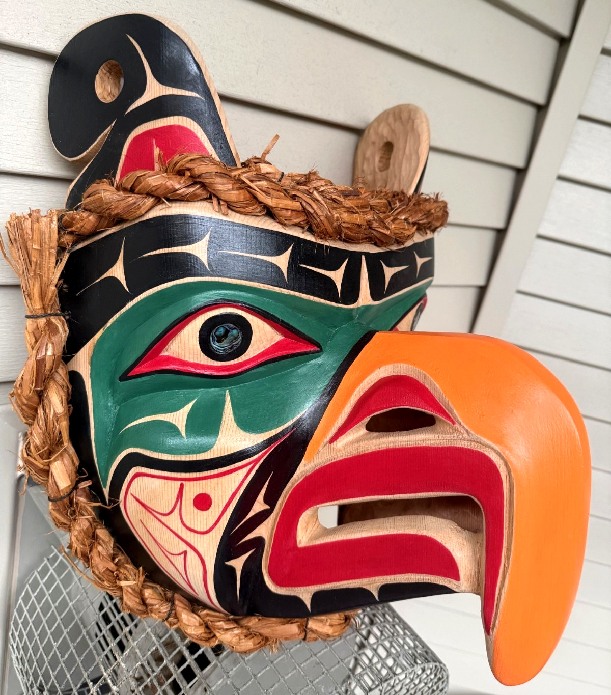 Northwest Coast Native Art Huge Thunder Bird mask carving