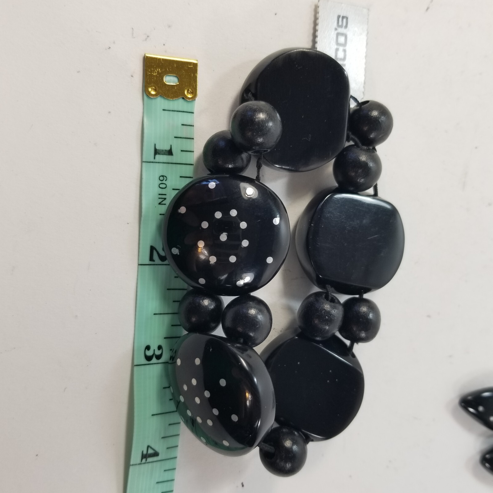 Black Polka Dots Bead Stretch Bracelet Chicos Chico's Minotaur
