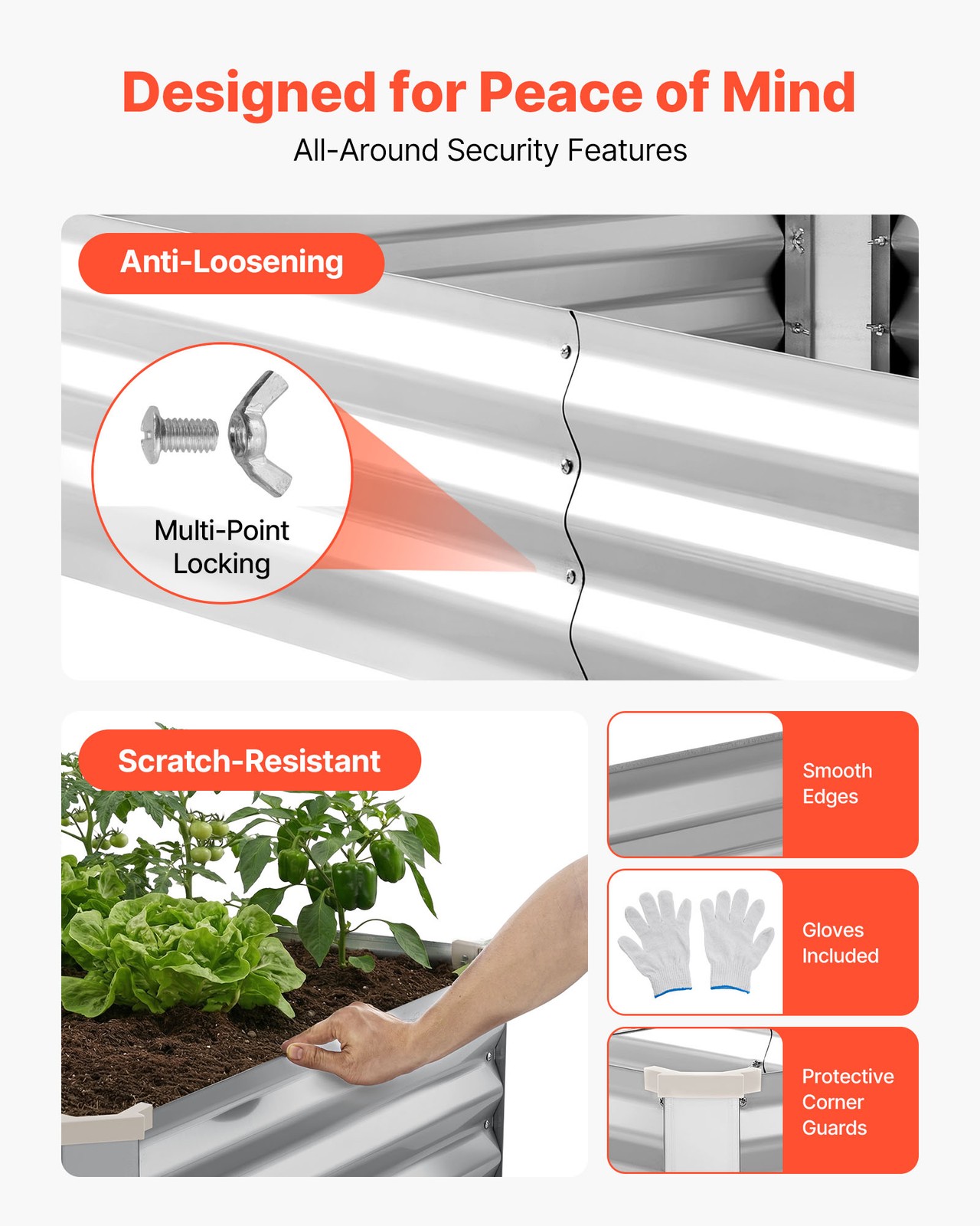 VEVOR 2 Pcs Galvanized Raised Garden Beds 6x3x1ft Rectangular Planter Box Silver