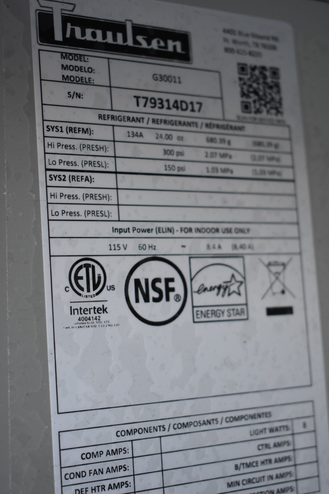 2017 TRAULSEN G30011 3 DOOR REACH IN REFRIGERATOR (3) SOLID DOORS