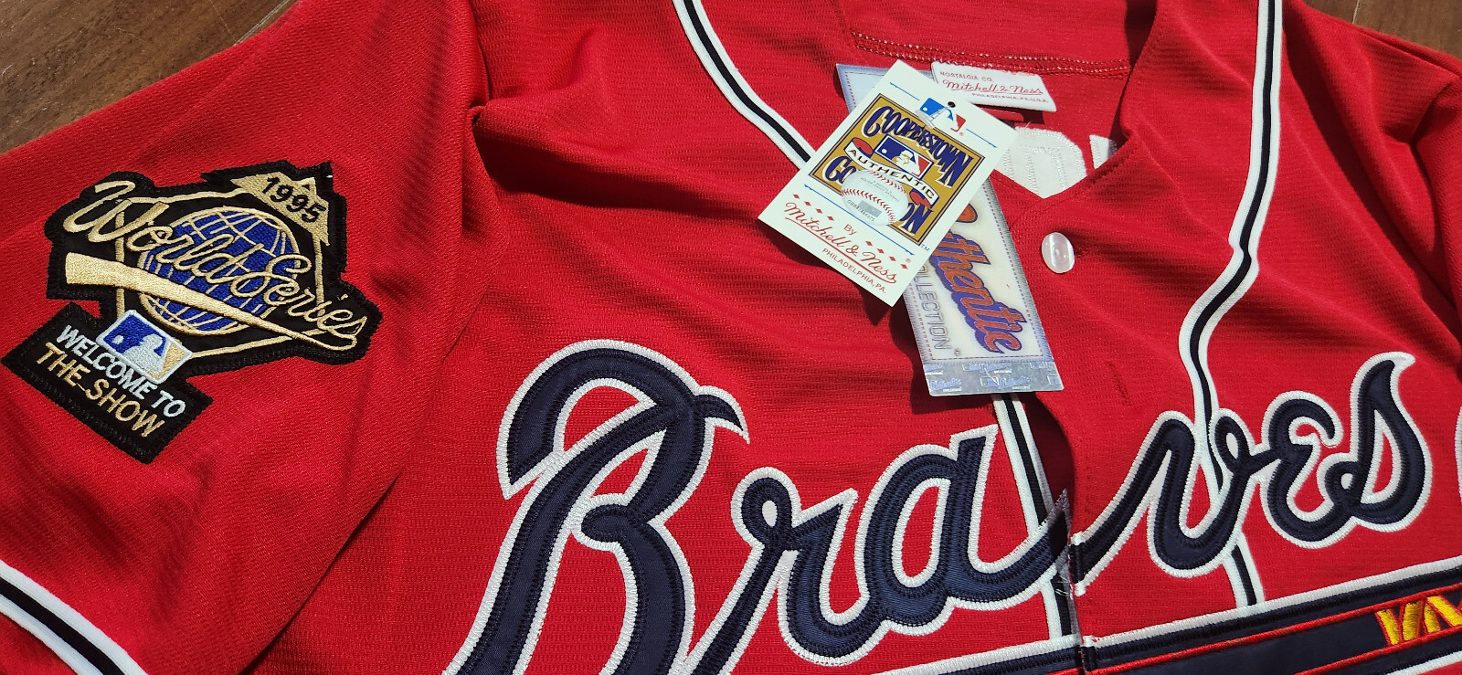 Brand New! Red Atlanta Braves #10 Chipper Jones 2Patches Stitched LIMITED Jersey