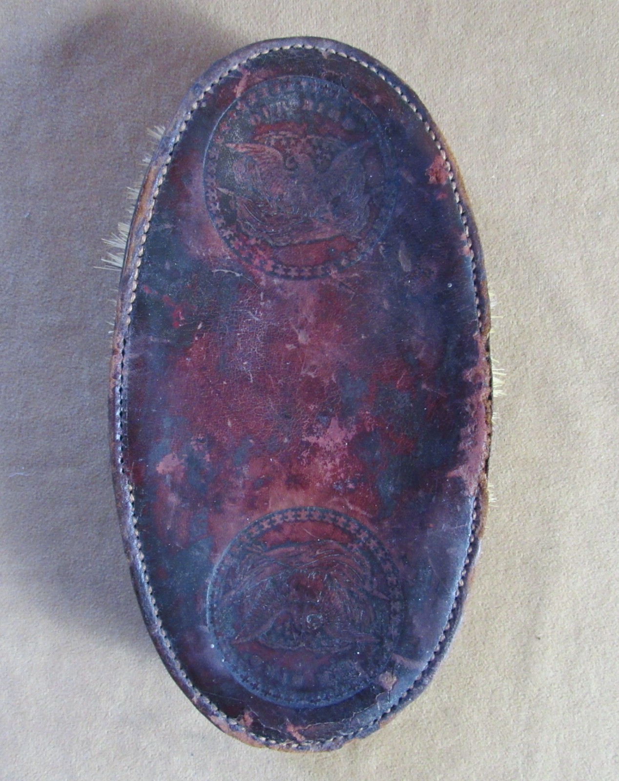 Civil War Patriotic Eagle Our Bird Leather US Cavalry Horse Grooming Brush 1860s