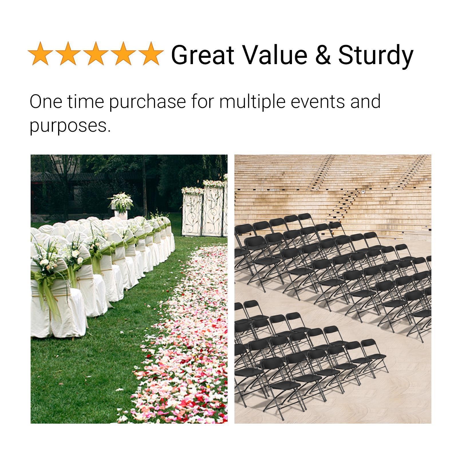 New 4PCS Commercial Black Plastic Folding Chairs Stackable Wedding Picnic Party