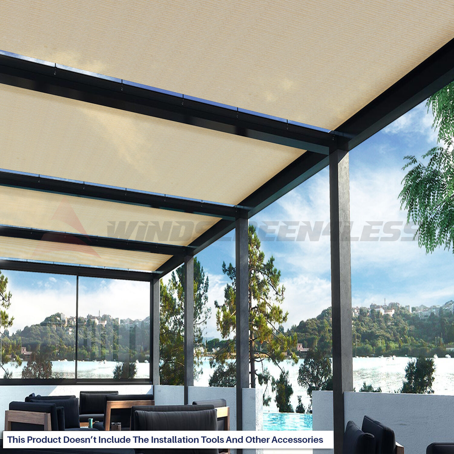 8ft Fabric Roll Sun Shade Cloth UV Awning Yard Patio Privacy Fence Screen Beige