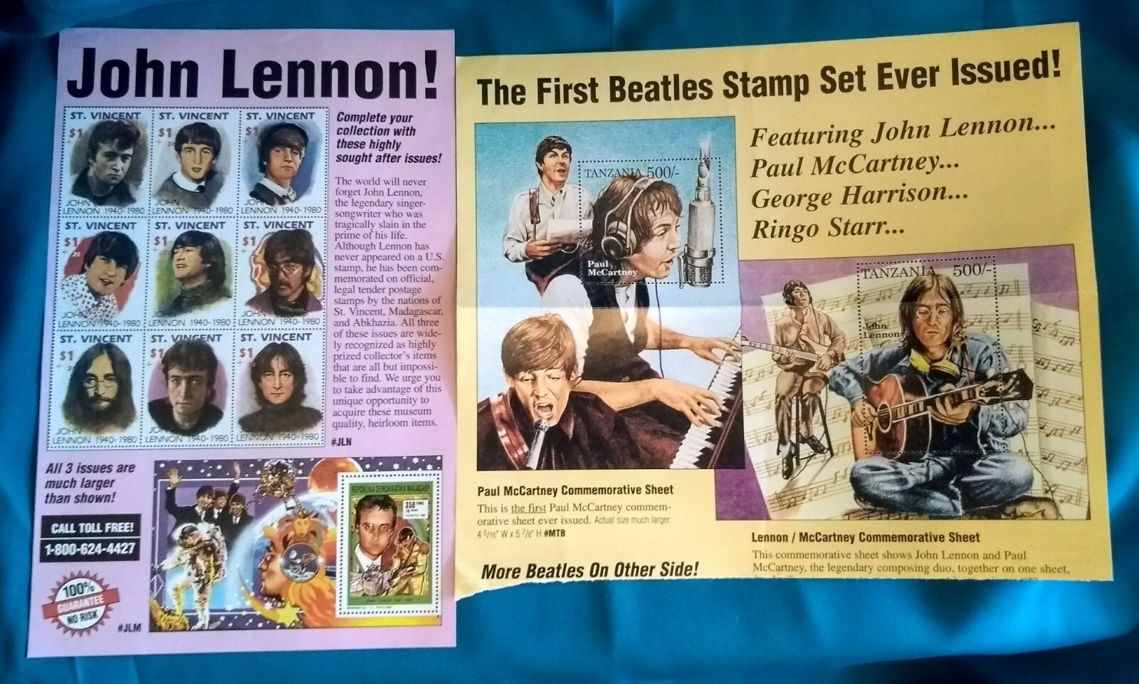 Beatles Stamps Rare NM CoA International Collector's Society - Tanzania Stamps