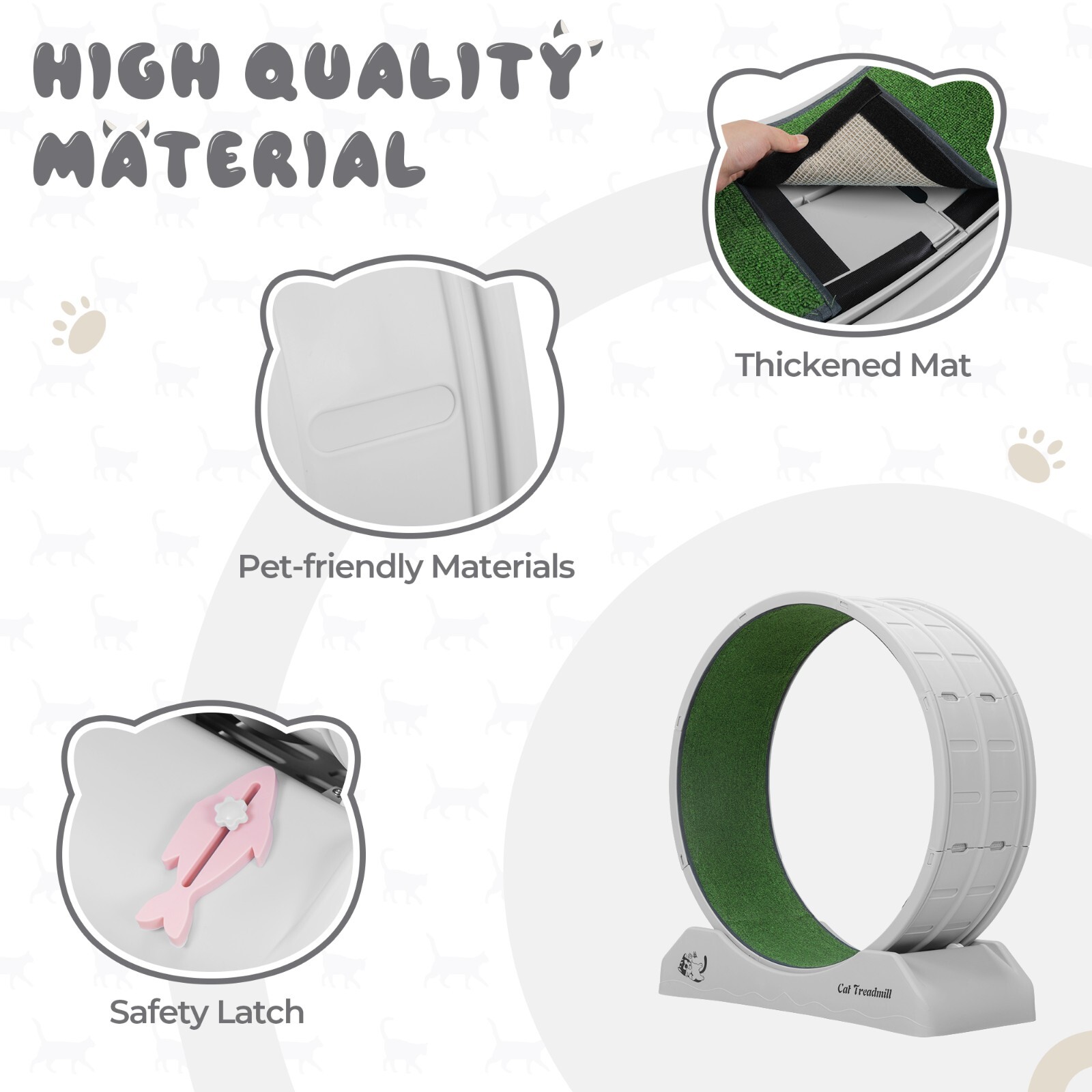 COZIWOW 31.5" Cat Treadmill Exercise Running Wheel Nonslip Carpet Teaser Indoor