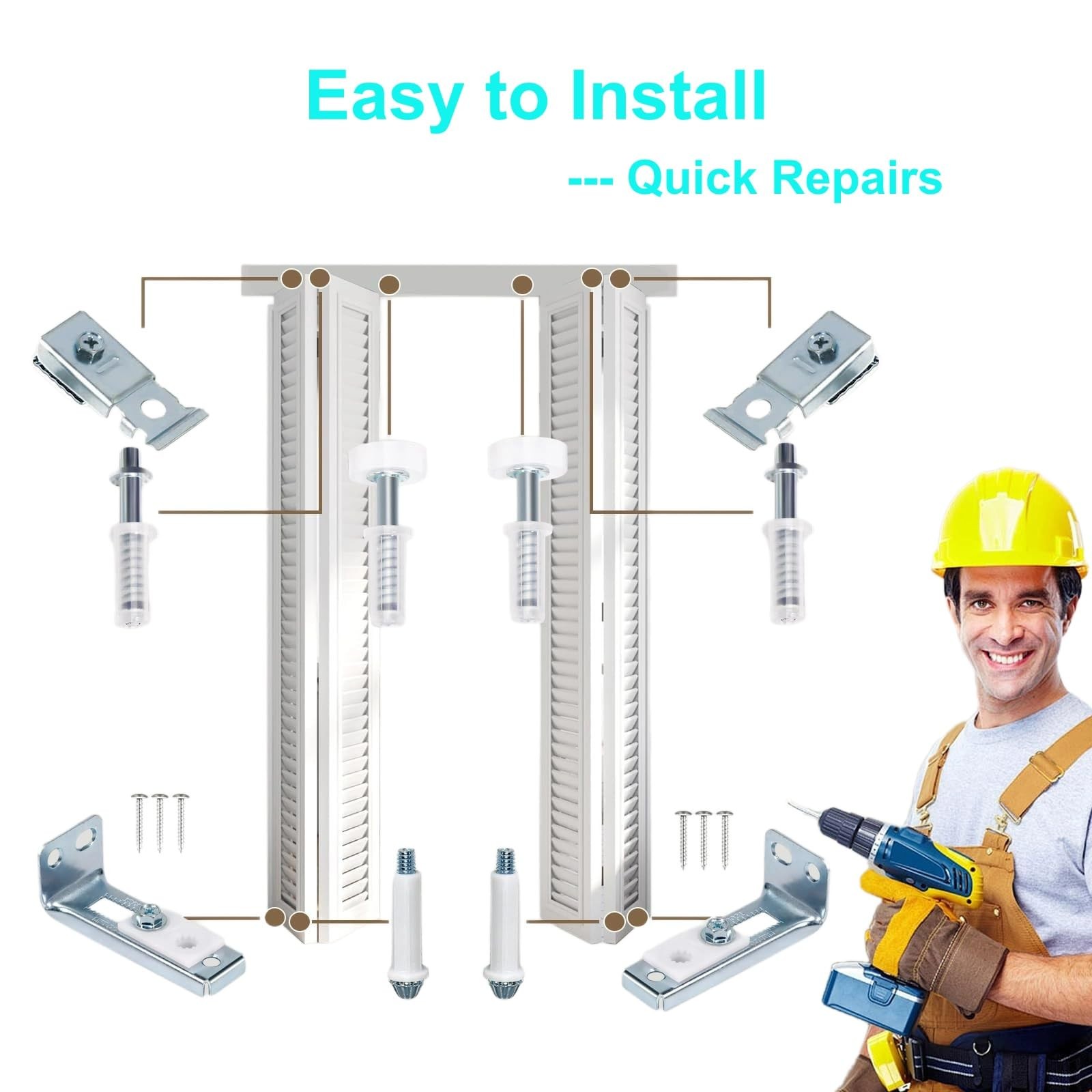 2 Pack Bifold Door Hardware Repair Kit - Ideal Replacement Parts for Bi - Fold &