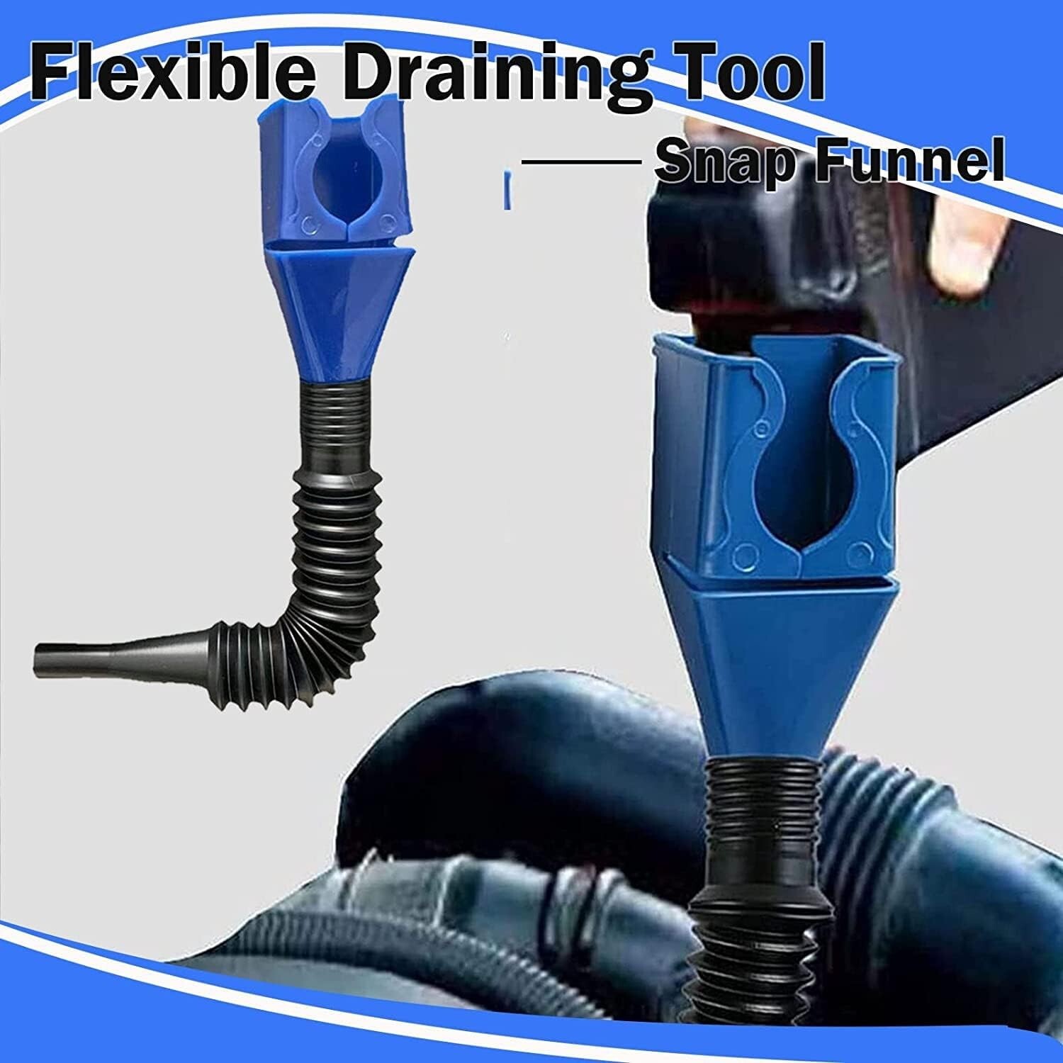 Flexible Snap Funnel "ONE HAND ONLY" Adapter Spill Free Oil Gas Coolant Filling