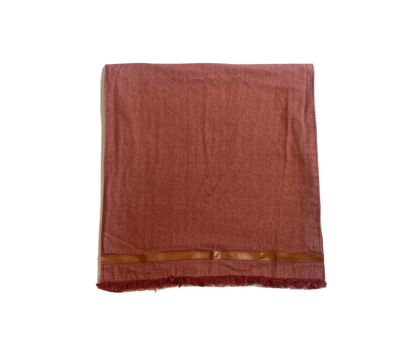 Beautiful Off- Red Table Runner Herringbone Leather Accent Luxury Dining Decor