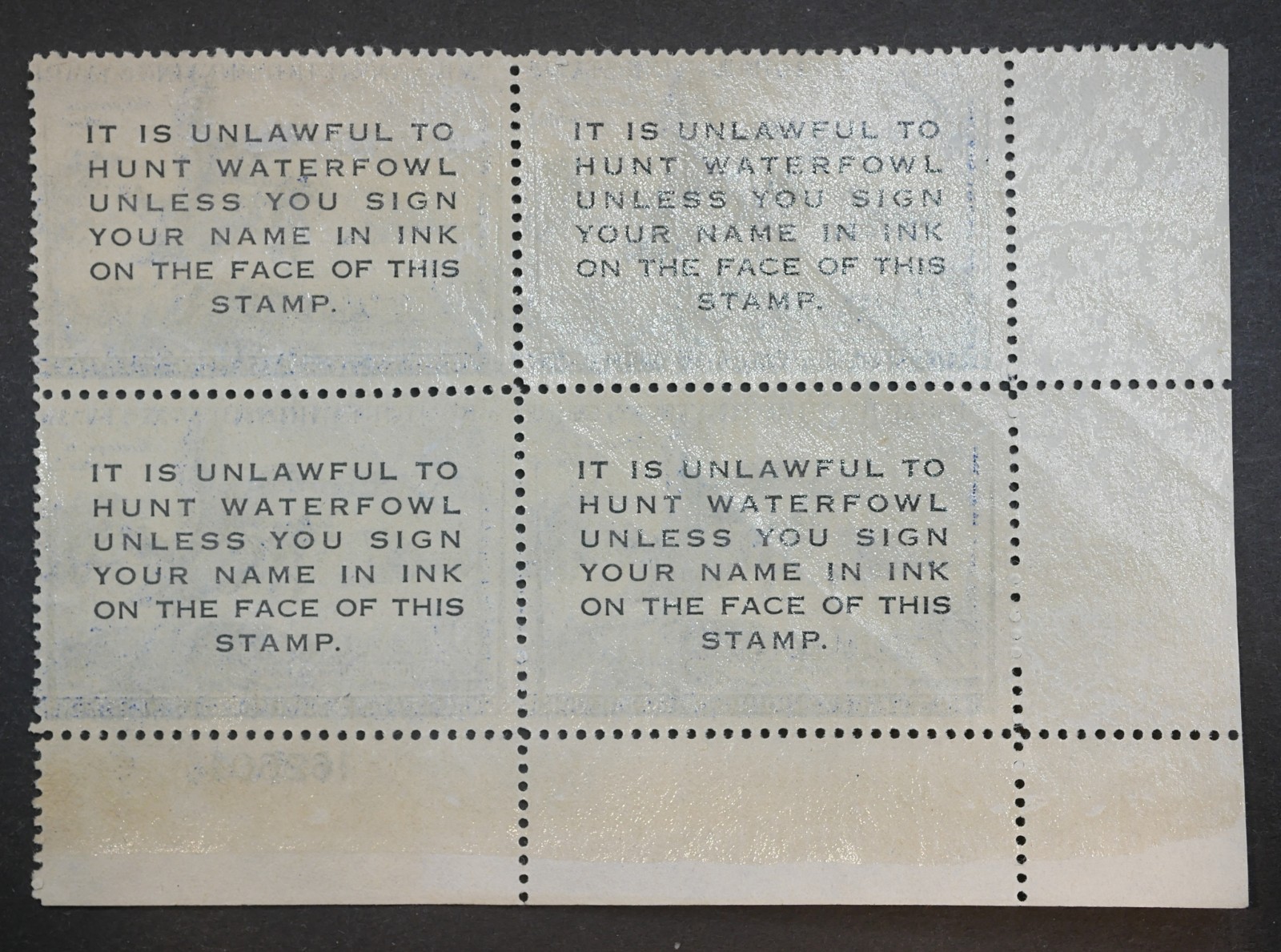 RW19 Federal Duck Hunting Stamps Block of FOUR (4), MNH, OG, 1952 w/Plate Block#