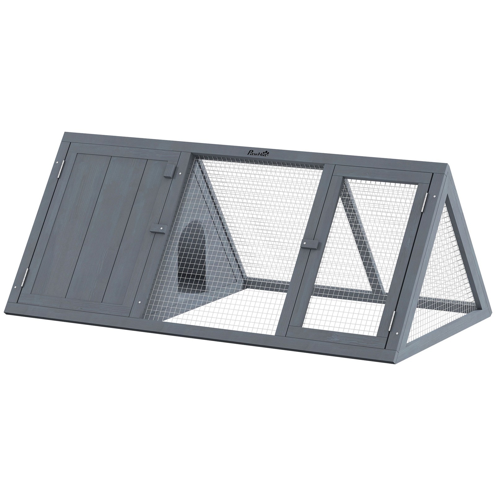 Rabbit Hutch Outdoor, Wooden Chicken Coop with Run, Grey
