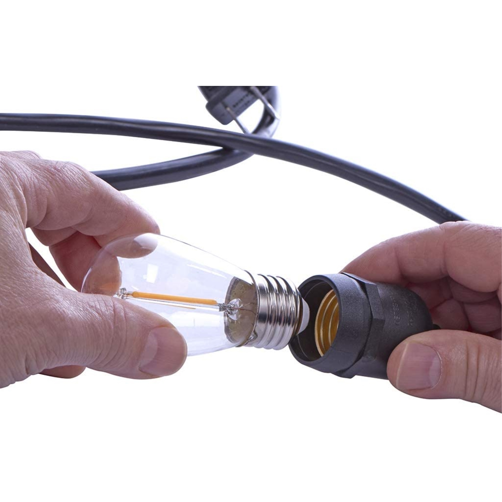 Sterno Home Waterproof Outdoor LED String Lights For Patio, Black, 48 Feet