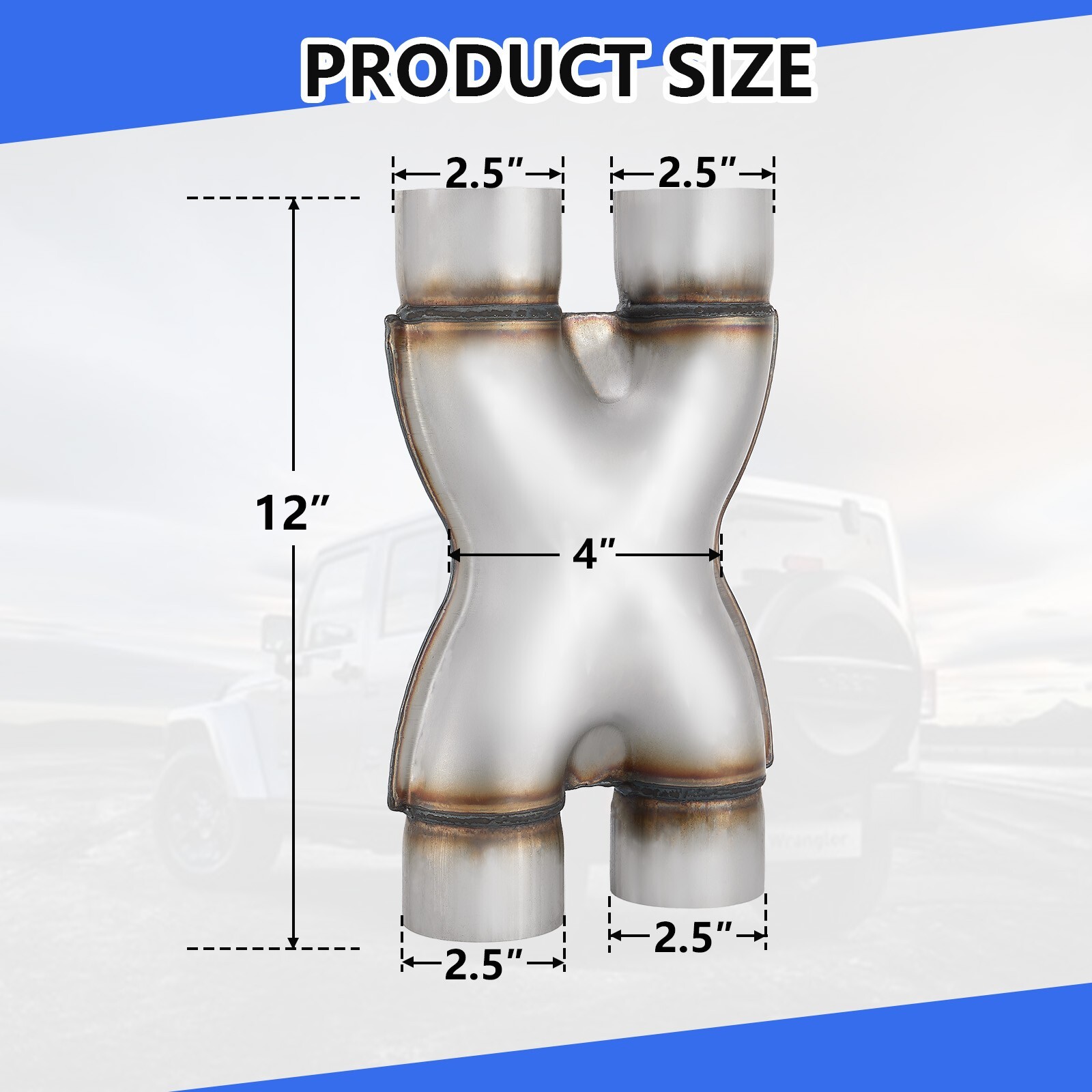 Exhaust X Pipe 2.5 Inch Inlet,Stainless Steel Universal Exhaust X Pipe 2.5"