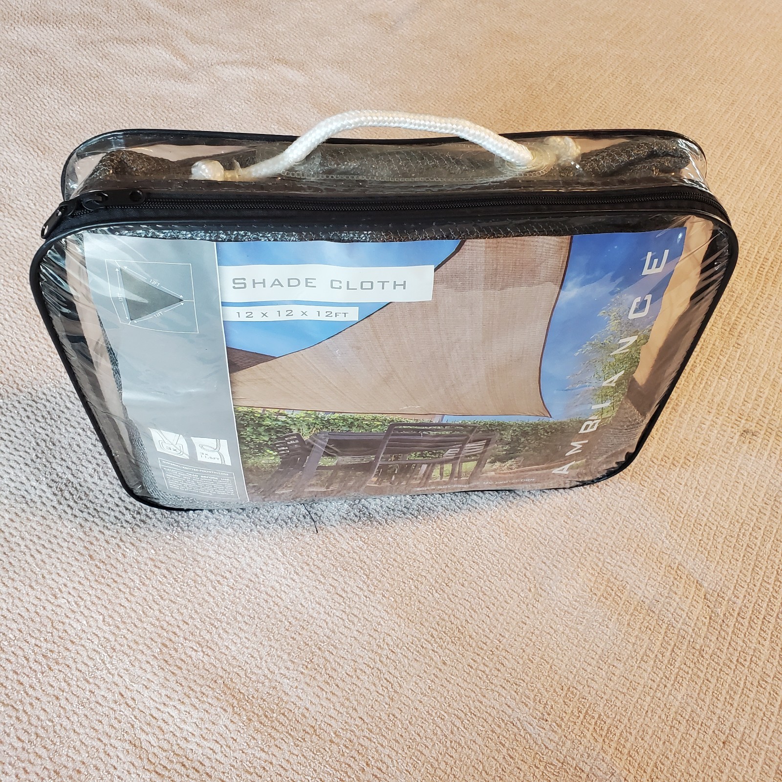 Ambiance Patio Cover Shade Cloth/ Net 12x12x12 Triangle Steel Gray Color New