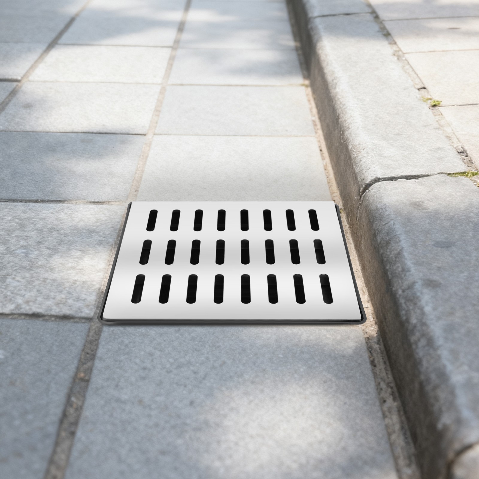 16 in. Square Catch Basin Kit with Silver Grate French Drain Basin for Drainage