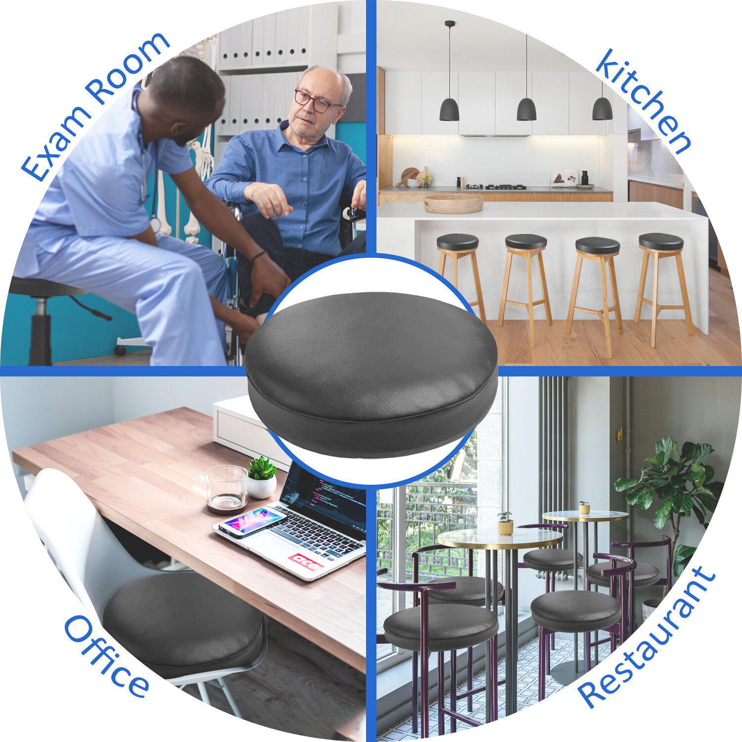 Bar Stool STAPLE ON Seat Cover Vinyl Replacement Office,Kitchen,Restaurant, Exam