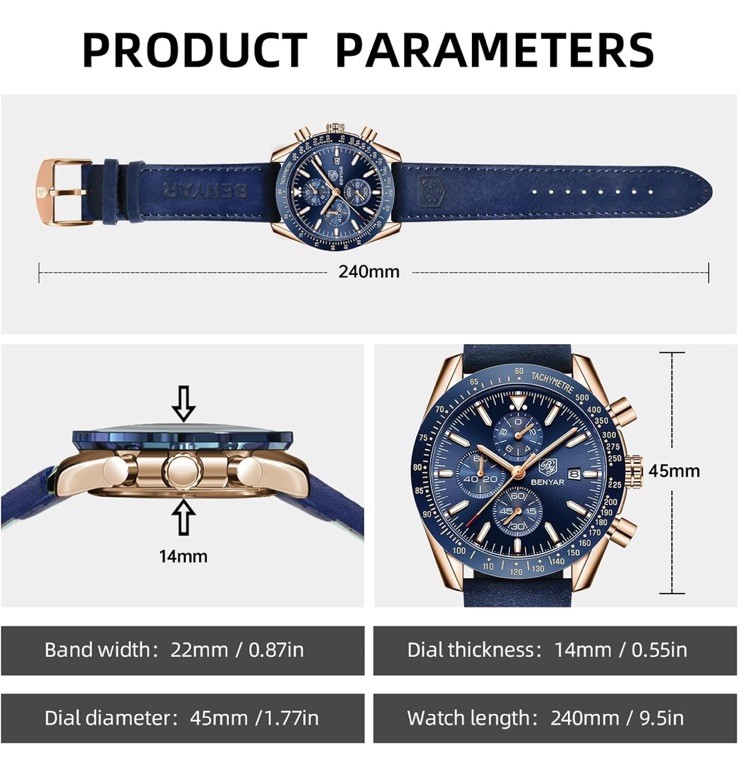 BENYAR - Stylish Wrist Watch for Men, Genuine Silicone Strap Watches. FREE SHIP