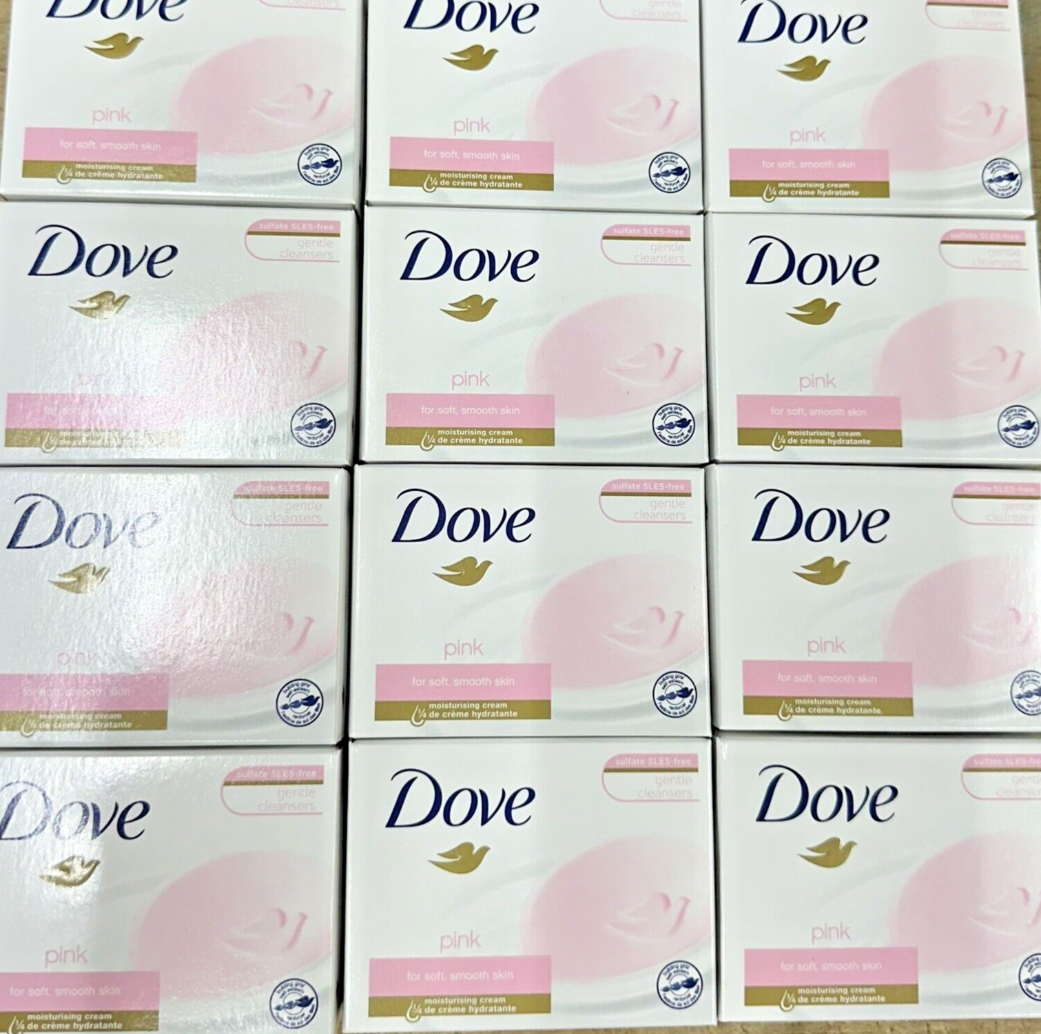 Dove Pink Beauty Cream Bar Soap, 100 Gram-12 BARS/Made in Germany