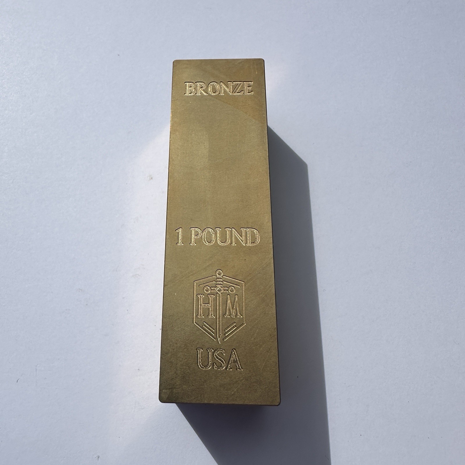 1 Pound Bronze Bullion Bar / Paperweight - Defective Finish
