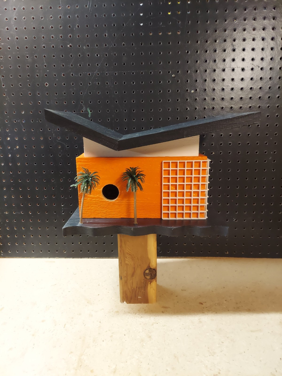 Mid-Century Modern Cedar / Pine Birdhouse - Easy clean out on back. Oregon State