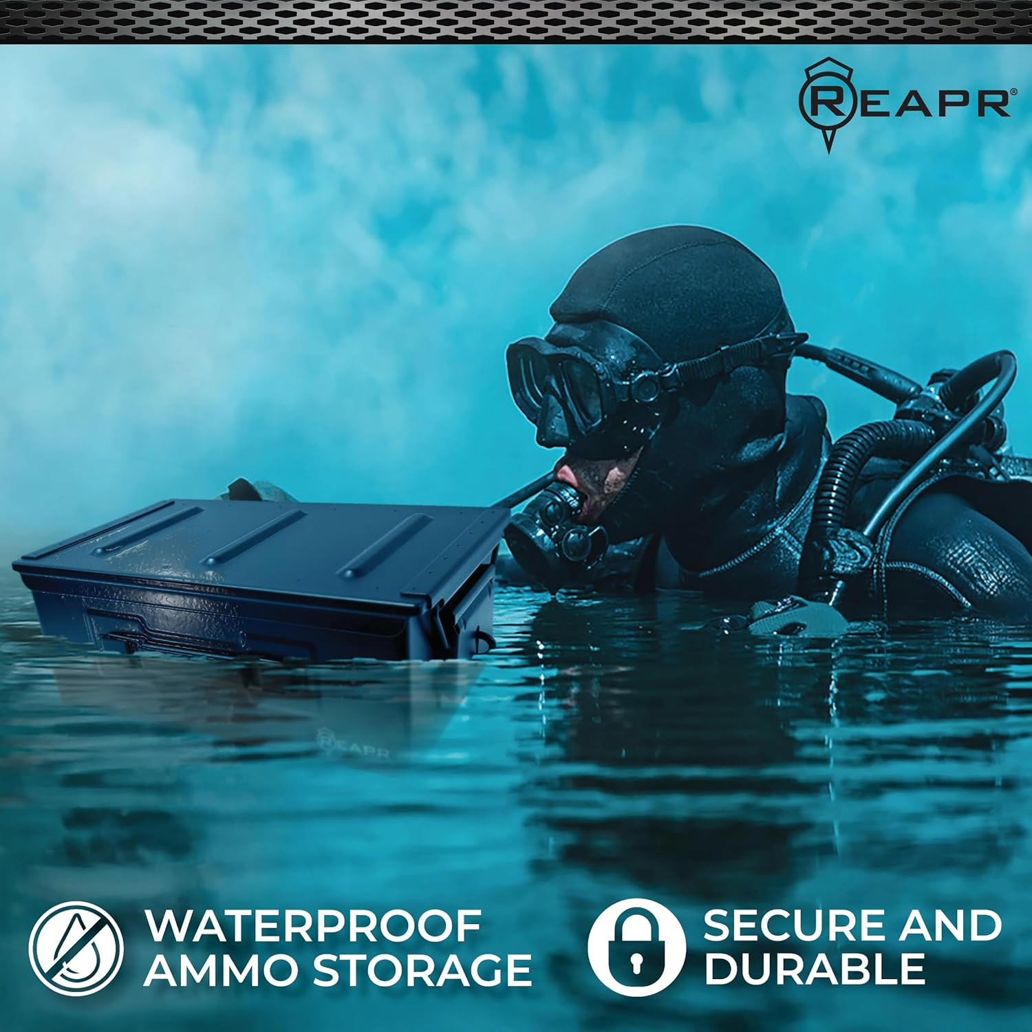 Reapr Steel Ammo Can, Heavy Duty Locking Metal Ammo Storage Box, Airtight and Wa