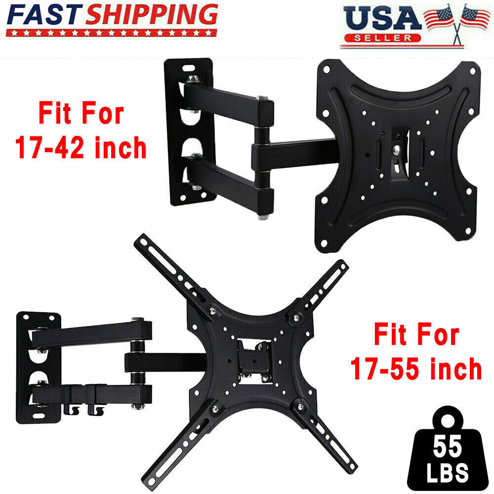 Full Motion TV Wall Mount Bracket Swivel Tilt 14 18 26 32 40 42 55 Inch LED LCD