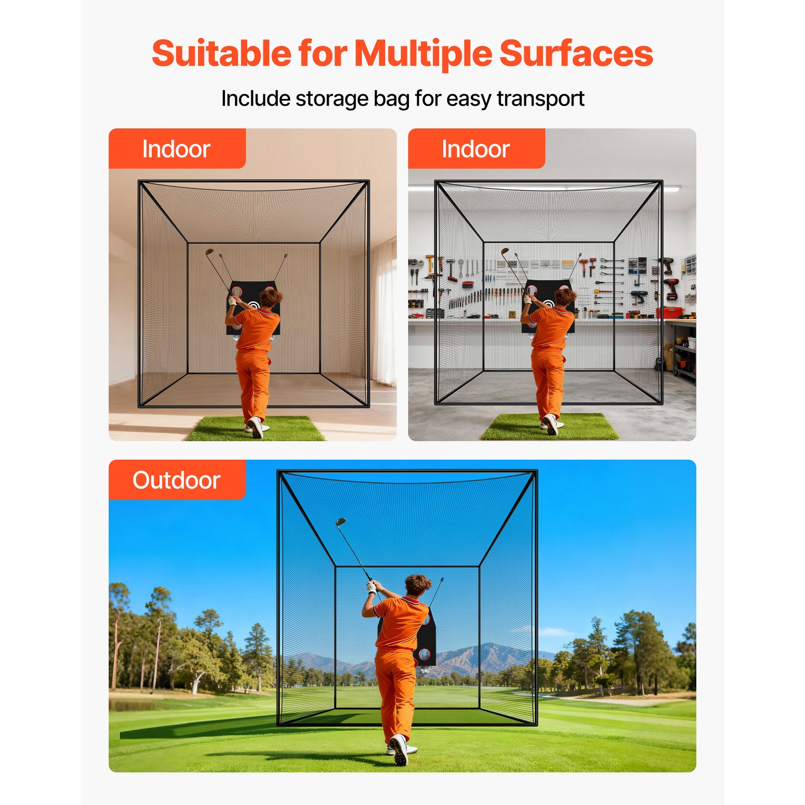 Uimoso 10 x 10 x 10FT Golf Practice Cage for Indoor and Outdoor Use