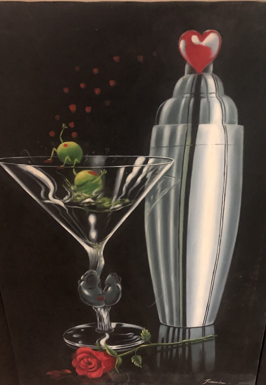 Lot of four original paintings! Martini Themed. Would Go Great In A Bar!