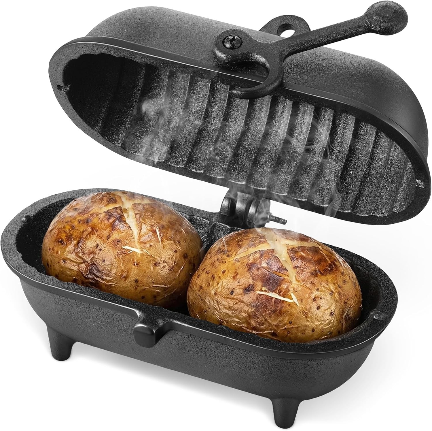 Cast Iron Baked Potato Cooker Latch Cast Iron Potato Roaster for Wood Burners