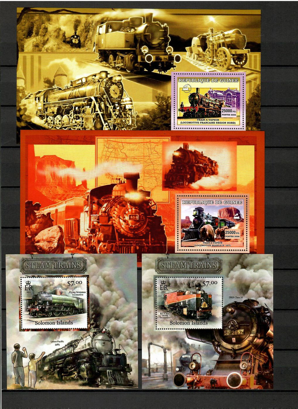 Steam locomotives trains railway 50 sheets MNH Collection [1] until 2014 #CNA162