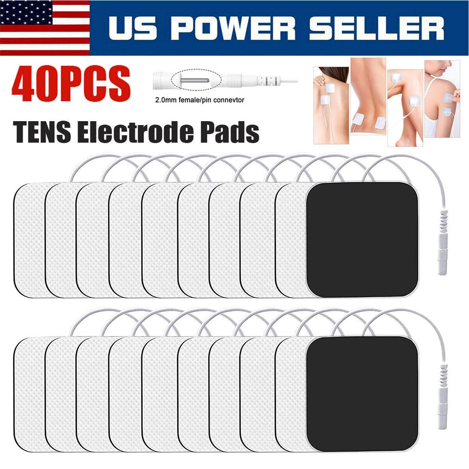 40 TENS Electrode Pads EMS Replacement Unit 7000 3000 2x2 Muscle Stimulator BULK