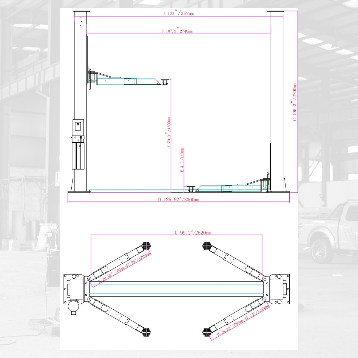 XK 11,500lbs Car Lift 1150 2 Post Lift Auto Truck Hoist 220V Free Shipping