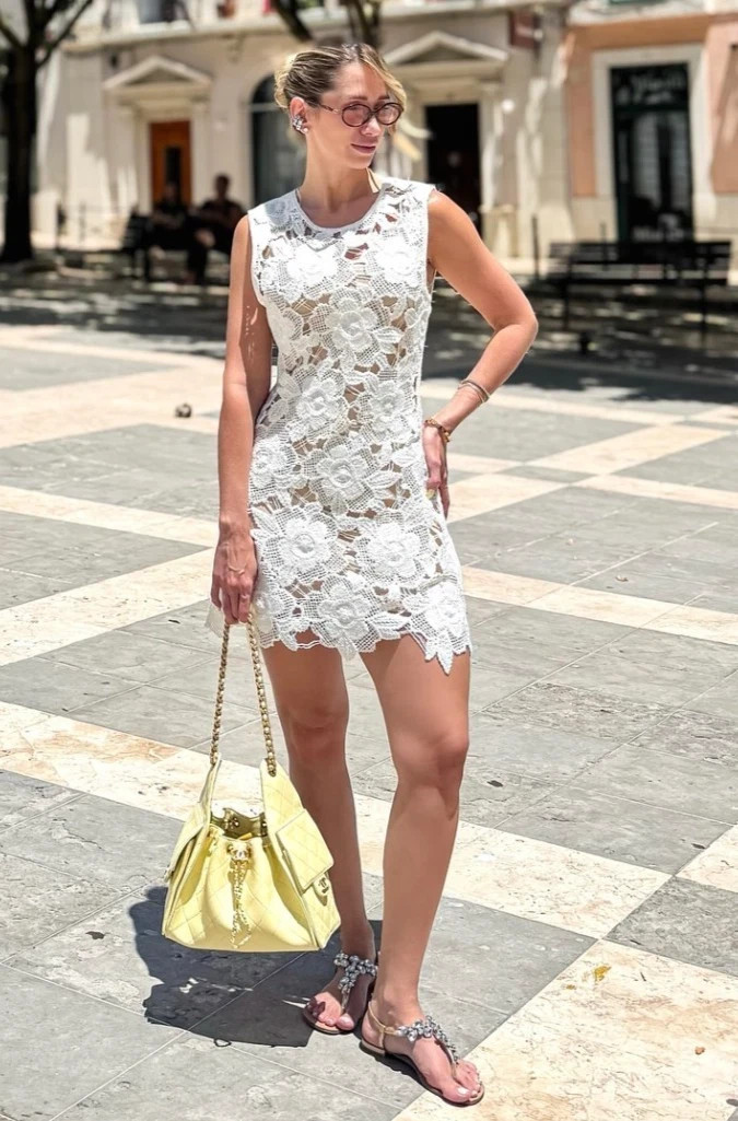 ZARA NEW SS25 WOMAN SHORT FLORAL CROCHET DRESS White | 2893/087