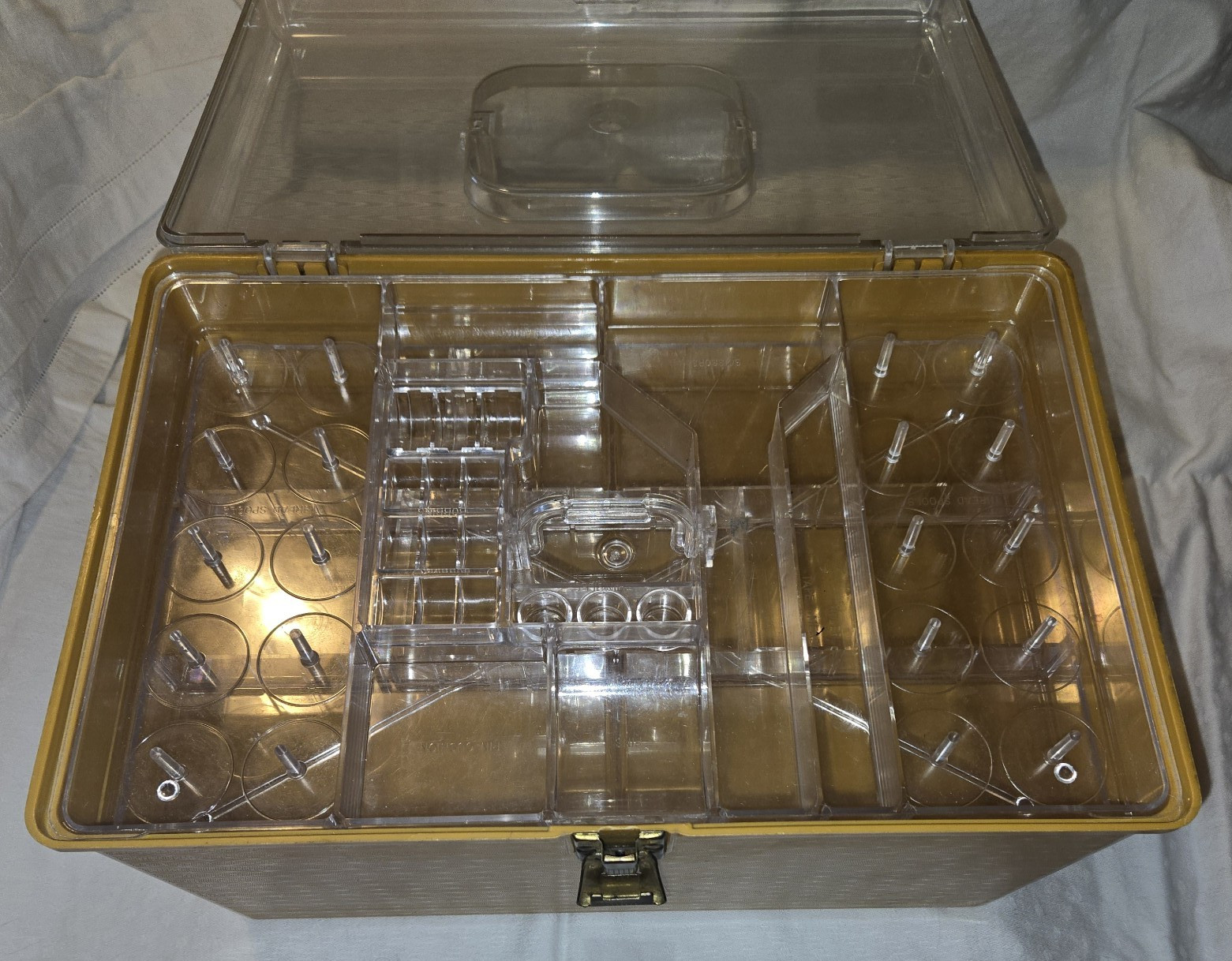 Wilson Wil-Hold Mustard Yellow Sewing Organizer, retro look, with Sewing Notions