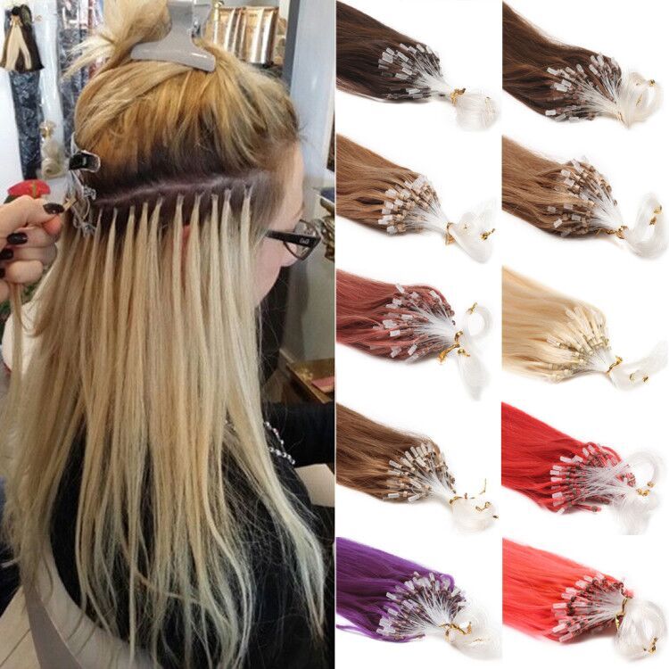 Micro Ring Link Human Hair Extensions Micro Beads Loop Tip Real Remy Thick Hair