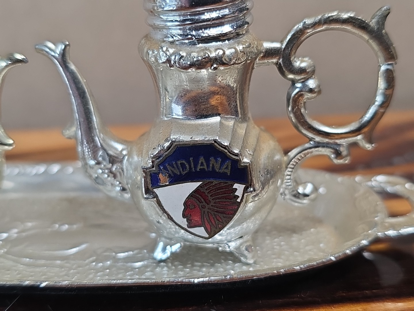 Vintage 1960s-70s Salt & Pepper Shakers Indiana Tea Set w/ Serving Tray Japan