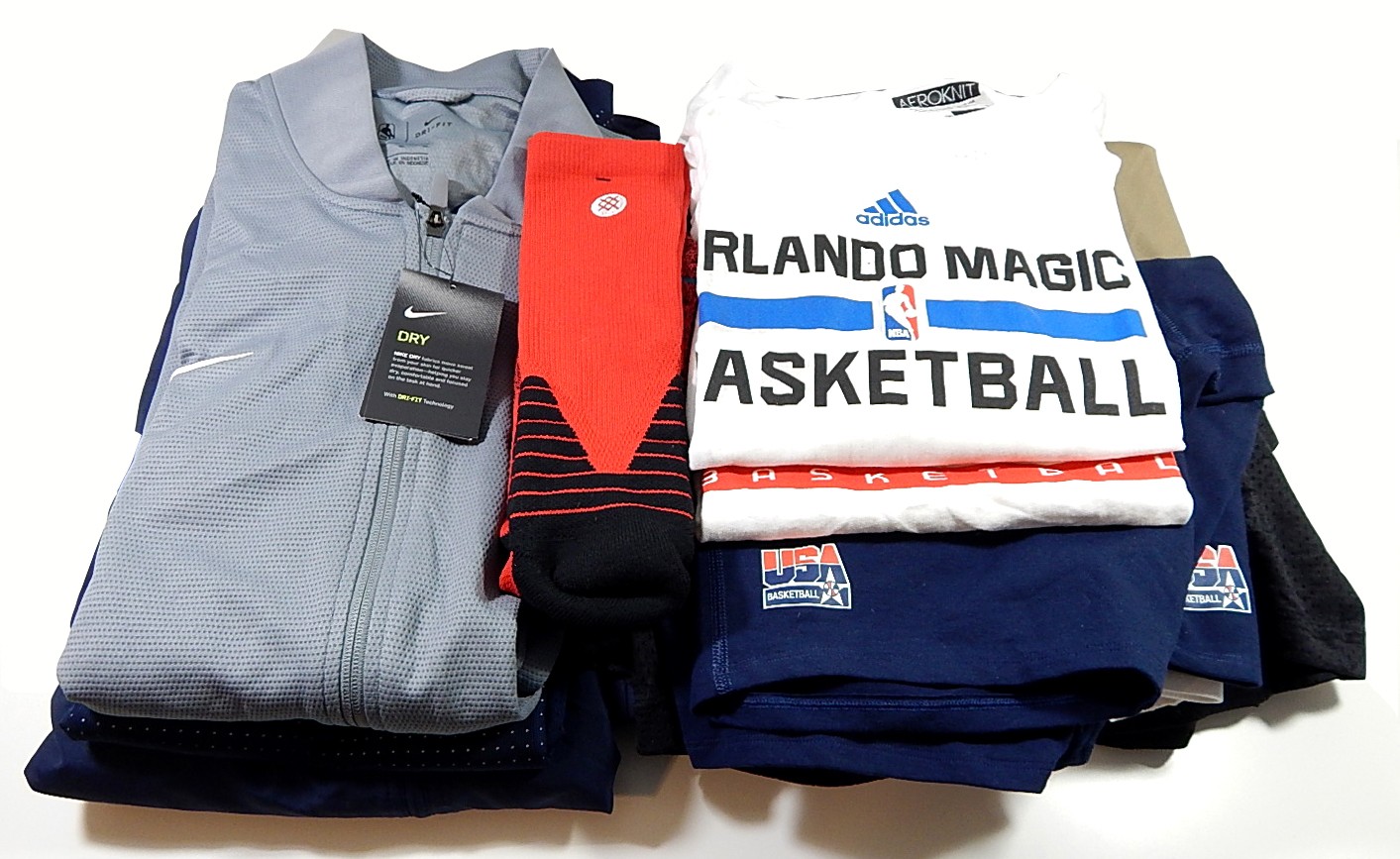 Lot of (10) NBA Team Issued Warm Up Shirts Jackets Shorts Magic Jazz Pelicans