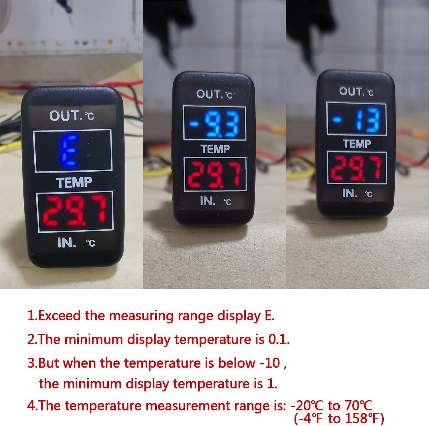 Car Internal and External Temperature Display, Fahrenheit Temperature, Dual Temp