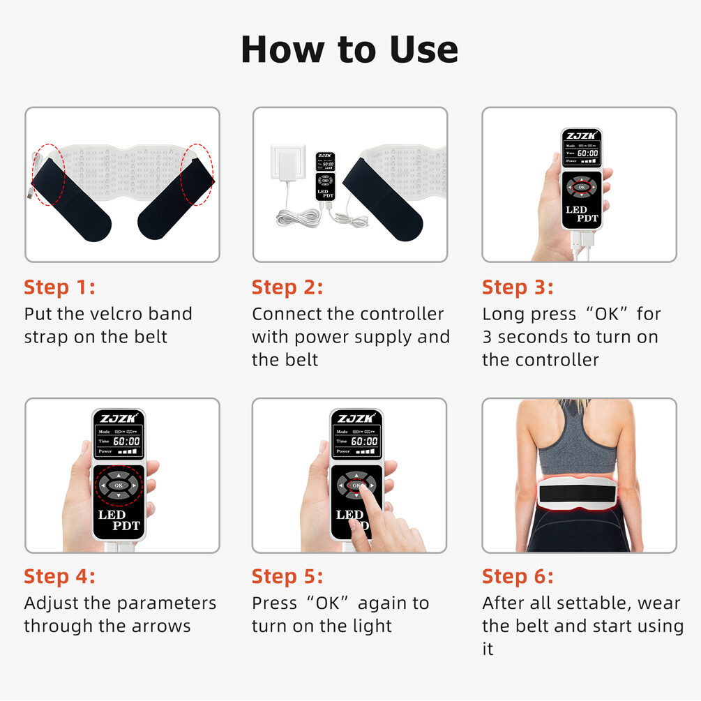 Red Light Therapy Pads Near Infrared LED Belt for Waist Back Muscle Pain Relief