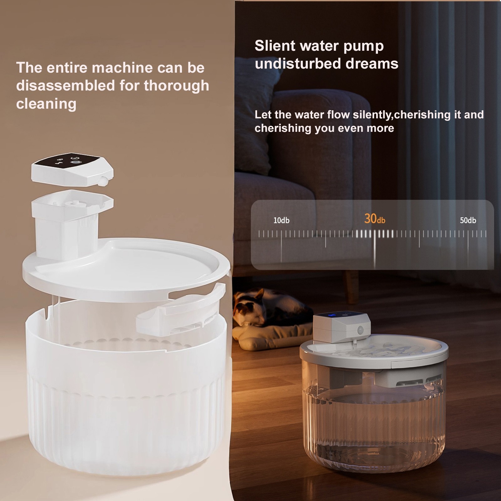 Wireless Cat Water Fountain Cordless Battery Operated Motion Senor Fountain 3.1L