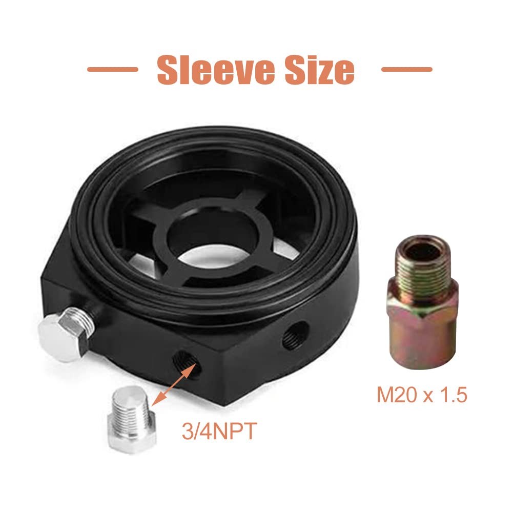 Oil Filter Sandwich Plate Thread Adapter, Universal Aluminum black