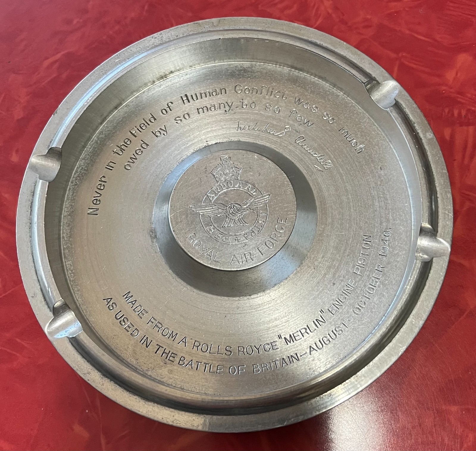 Royal Air Force Rolls Royce Merlin Engine Piston Ashtray Battle of Britain WWII
