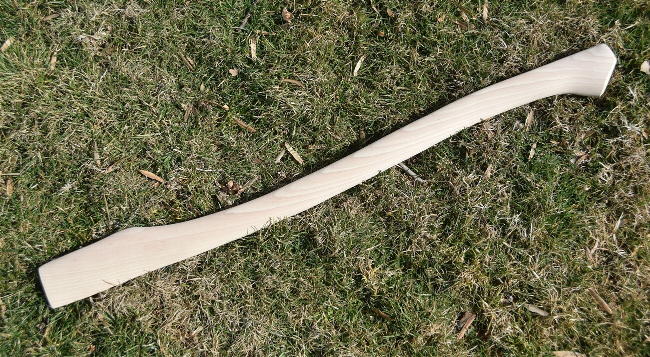 HICKORY 32" Single Bit Bent Fawns Foot Palm Swell AXE HANDLE ~ UNFINISHED