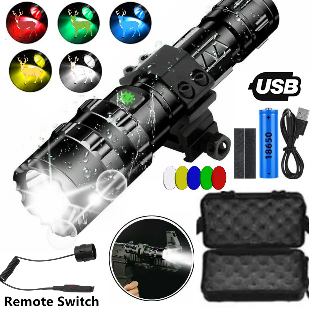 Linterna LED RecargableTactica Militar de Alta Potencia Para Armas Rifles 2 en 1